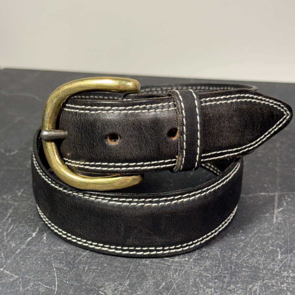 Vintage Calvin Klein Belt | Size 26 | Black Vintage Hand Waxed Bridle Leather UK